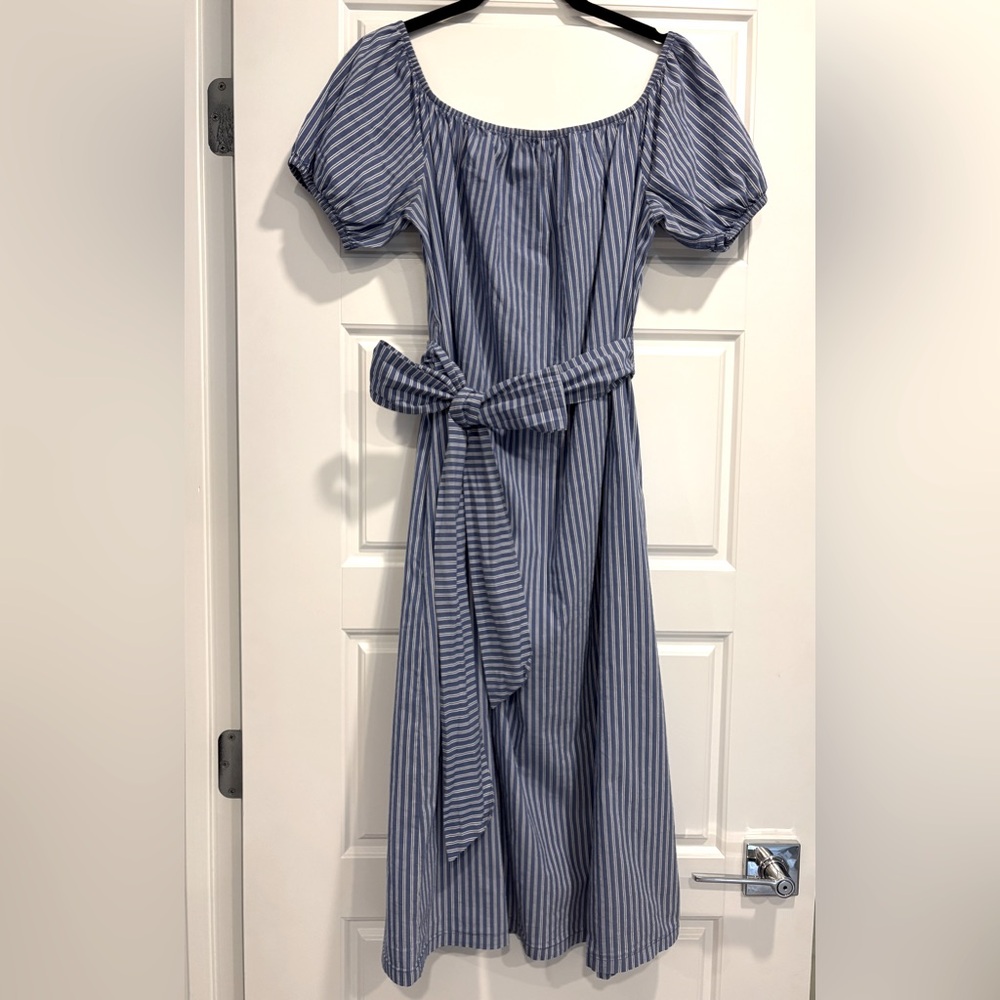 Zara‎ Off The Shoulder Midi Dress Womens Medium Bloggers Favorite Cotton Blend